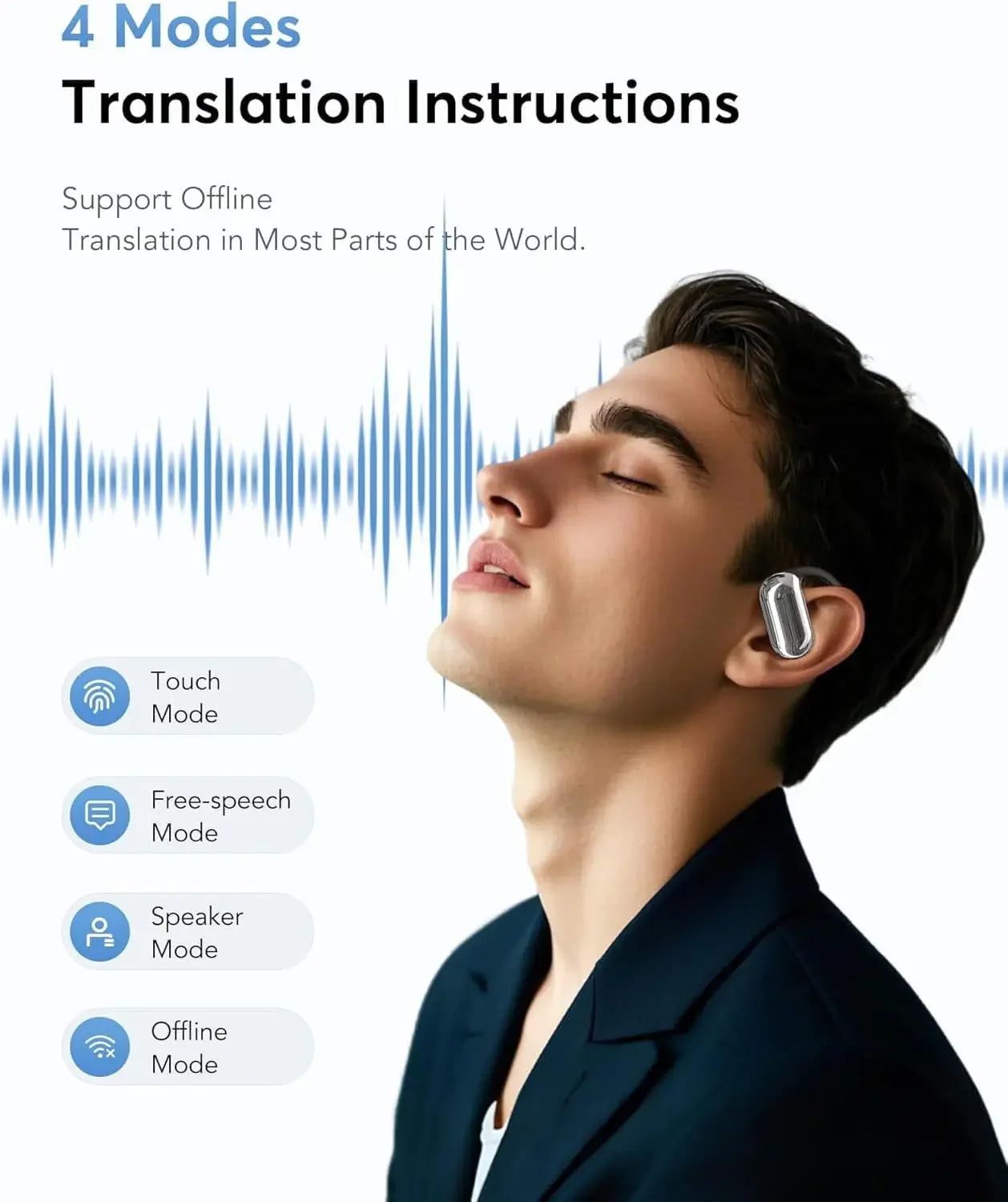 Universal AI Translator Earbuds – 144 Language Instant Translation Headphones