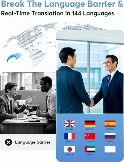 Universal AI Translator Earbuds – 144 Language Instant Translation Headphones